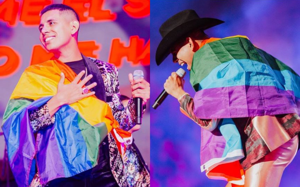 Grupo Firme ondea bandera LGBTQ+ en concierto